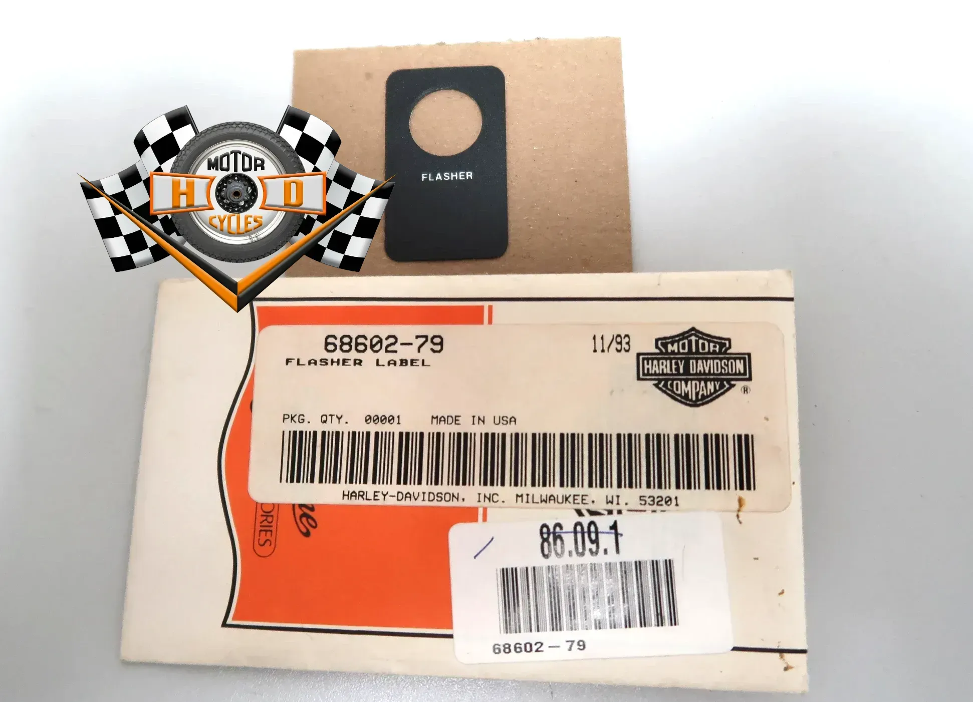 Original Harley-Davidson Aufkleber Blinker Anzeige Flasher Label NOS 68602-79 Shovel EVO Touring FLT FLTC - Bild 1